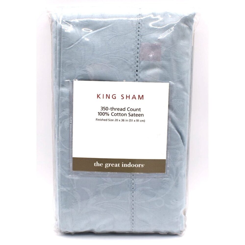 King Sham Blue Sage 350-Thread Count 100% Cotton Sateen The Great Indoors 20x36"